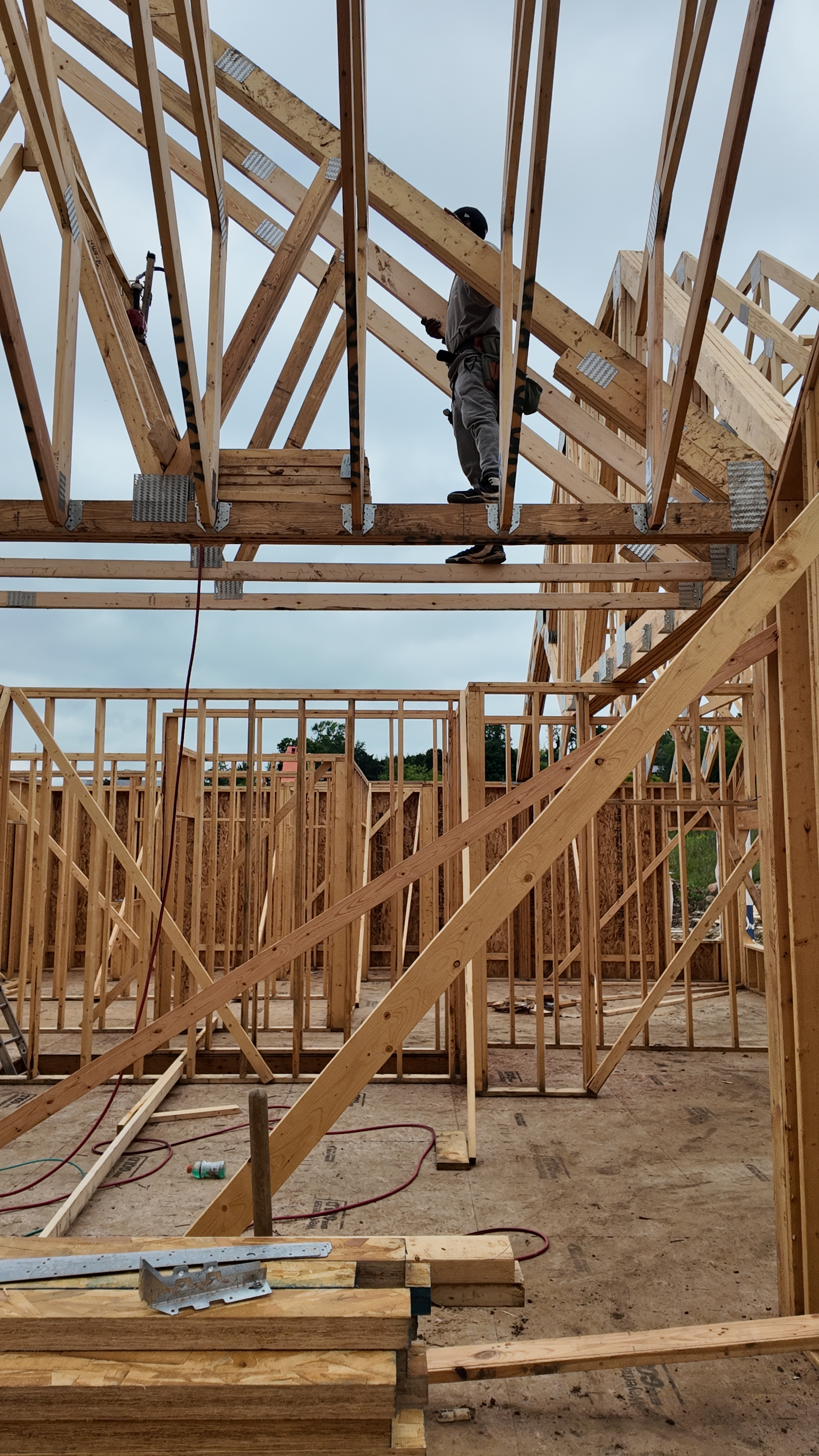 T.R. Grant Construction crew on trusses
